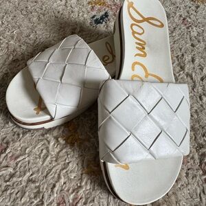 Sam Edelman Cream Woven Slide Sandals